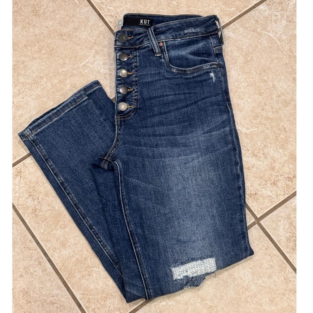 KUT Women's High Rise Jeans - Rachael Fab AB Mom Jean- 6Long